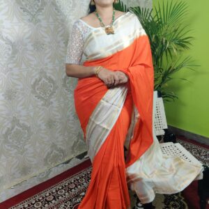 Cream Boarder semi mysore crepe silk saree