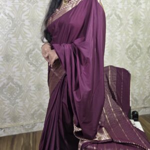 Leaf boarder Semi Mysore crepe saree