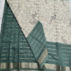 Kalamkari design 4line boarder Dola saree